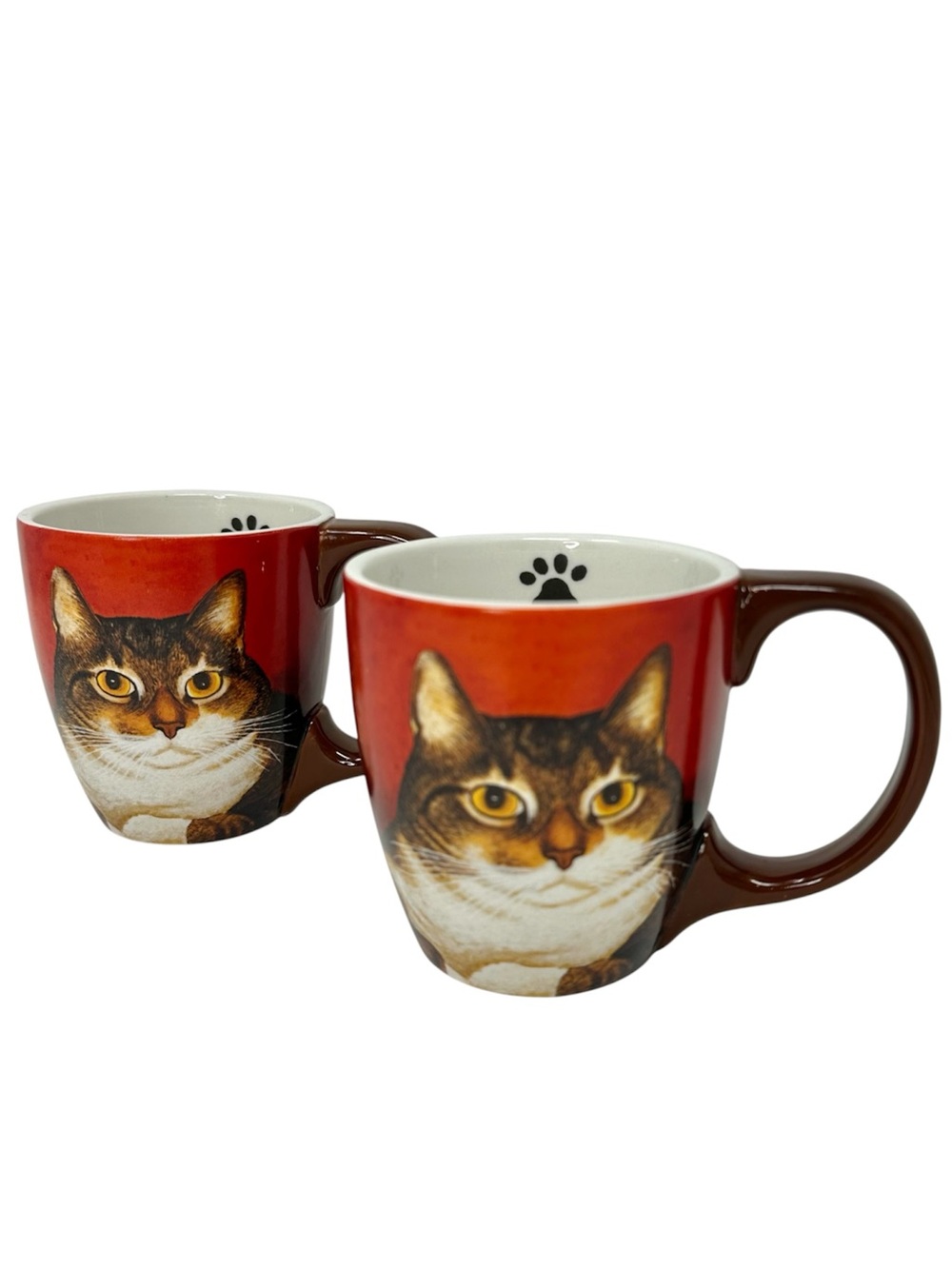 Cat Portrait Ceramic Mugs Set of Two By Lang Piglet Smith Art by Lowell Herrero